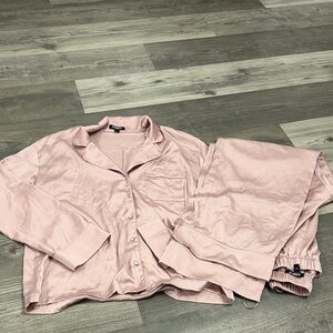 Express Faux Silk/Satin Pink Pajama Pant Set Medium